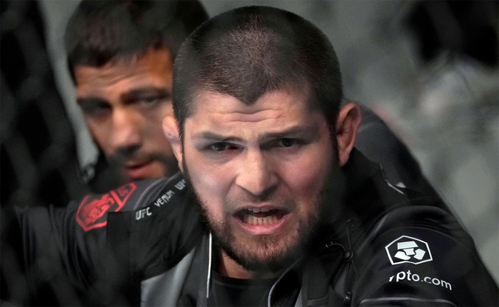 Khabib's reaction to the defeat of Petr Yan