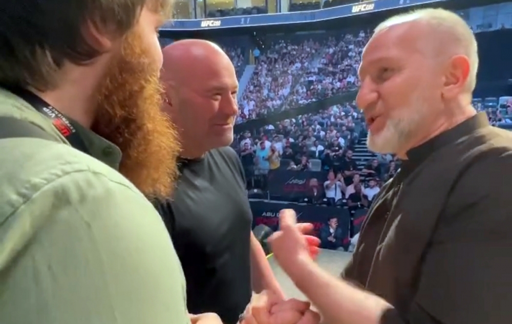 Mairbek Khasiev talked with Dana White at the weigh-in for the UFC 280 tournament