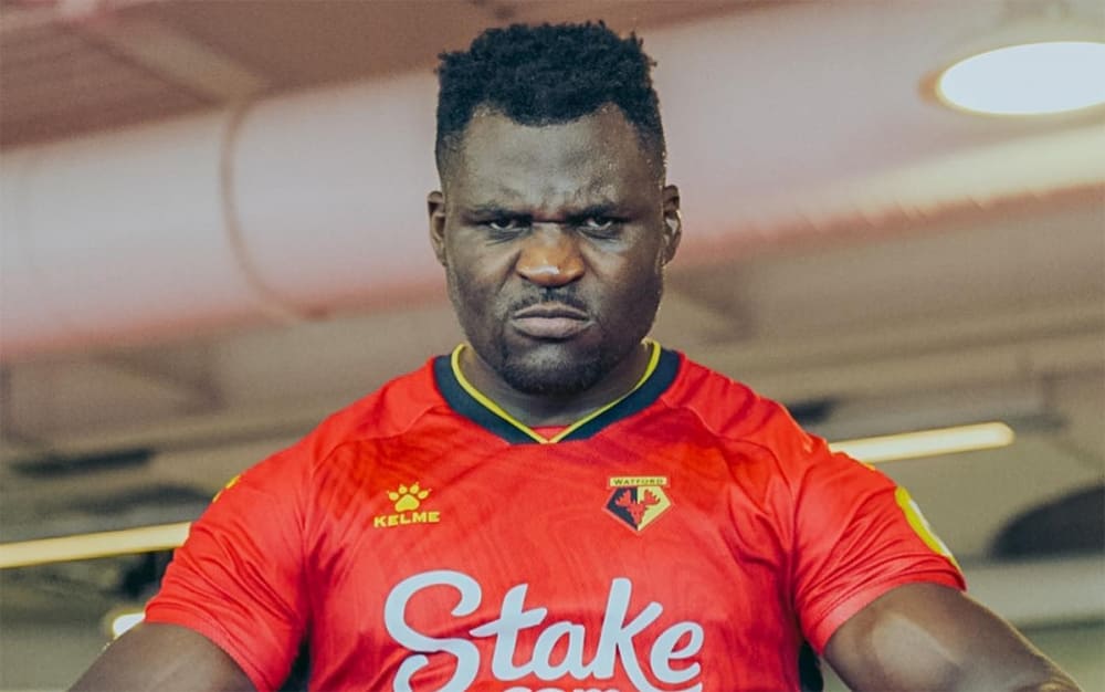 UFC champion Ngannou reacts to the defeat of the Cameroon national football team