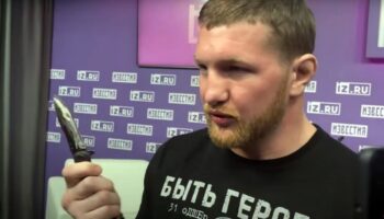Vladimir Mineev pulled out a knife during an interview