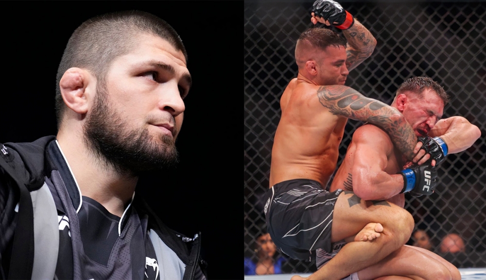 A reação de Khabib Nurmagomedov à vitória de Dustin Poirier