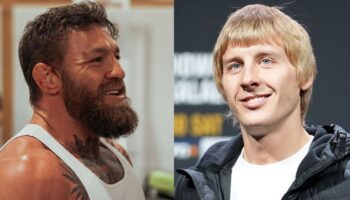 Conor McGregor reacts to Paddy Pimblett's speech