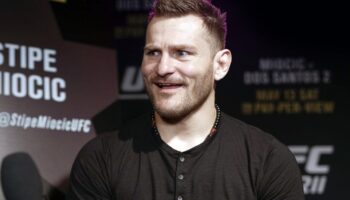 Stipe Miocic reacts to Jon Jones vs Cyril Gan fight