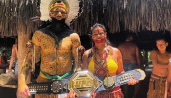 UFC champion Alex Pereira brought the belt to his tribe