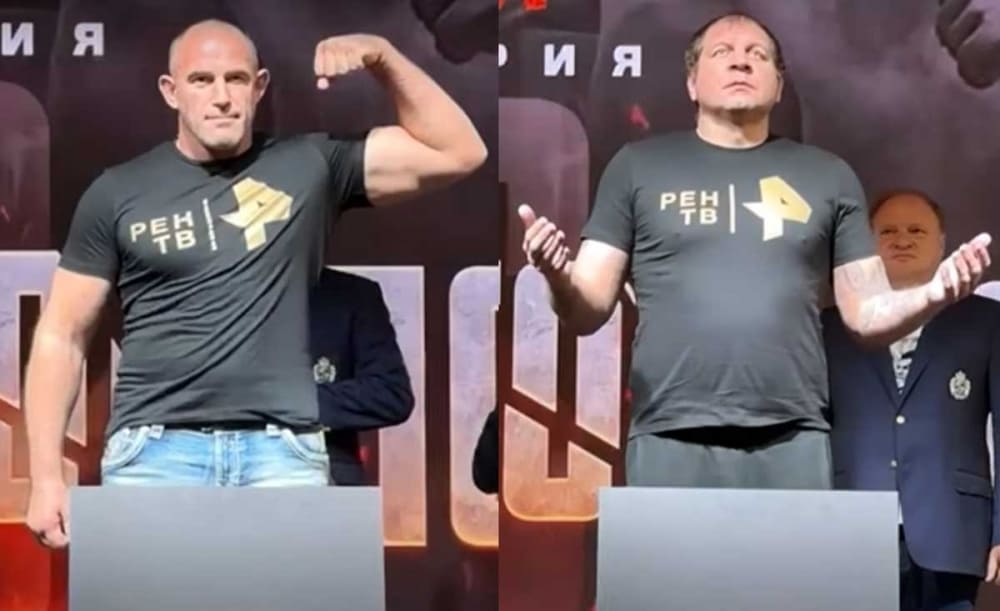 Emelianenko and Oleinik weighed in before the fights on REN TV